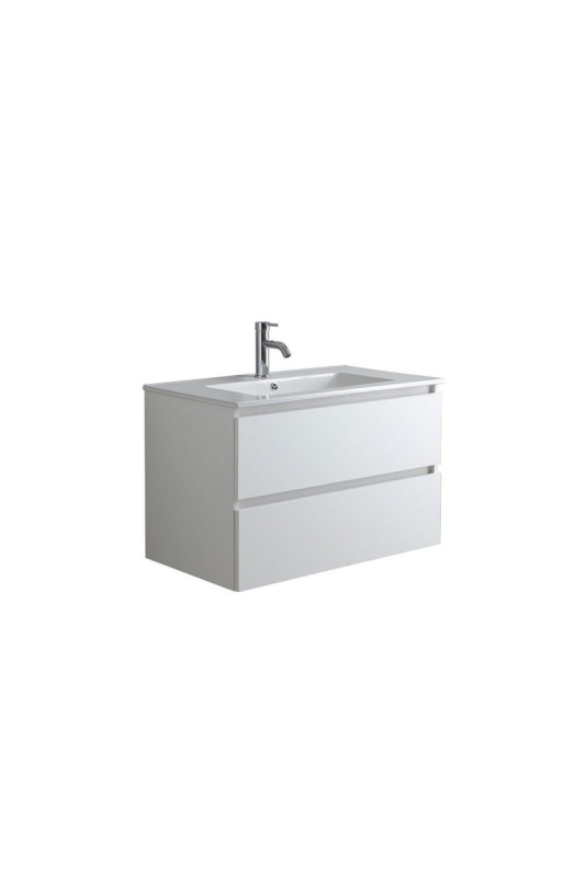 Meuble sous-vasque avec vasque en céramique Bali Blanc 80 cm