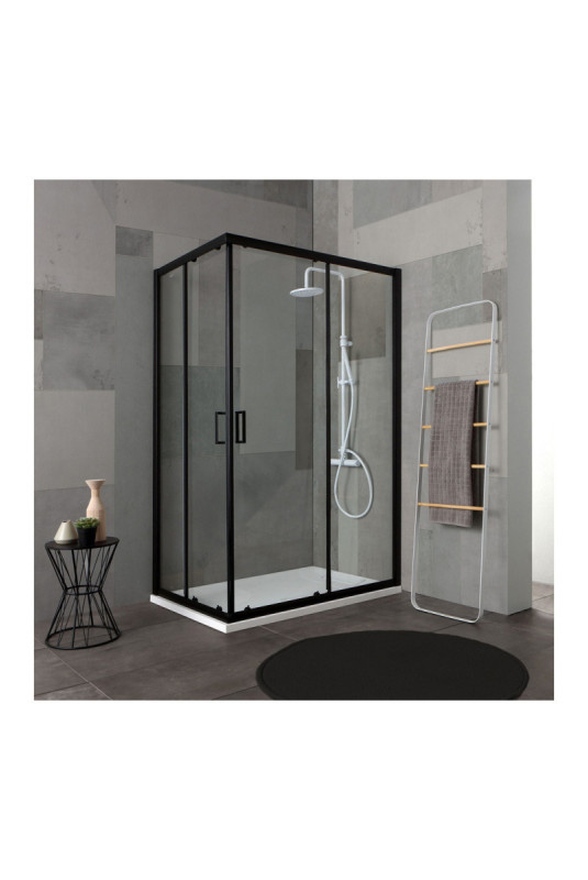 Cabine de douche Cielo Noir mat 80x100 cm