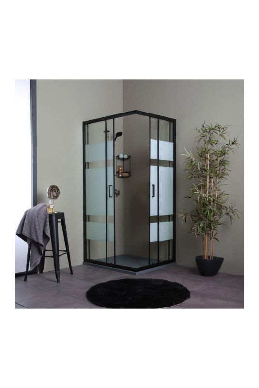 Cabine de douche Cielo Noir mat 100x80 cm