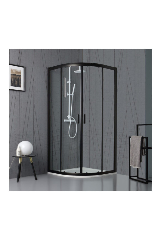Cabine de douche Cielo semi-circulaire Noir mat 80x80 cm