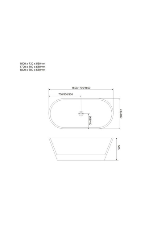 Baignoire îlot Anita 150 cm