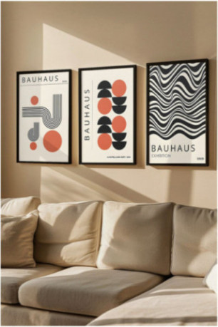 Tableau décoratif encadré en MDF (3 pièces) - Multicolore