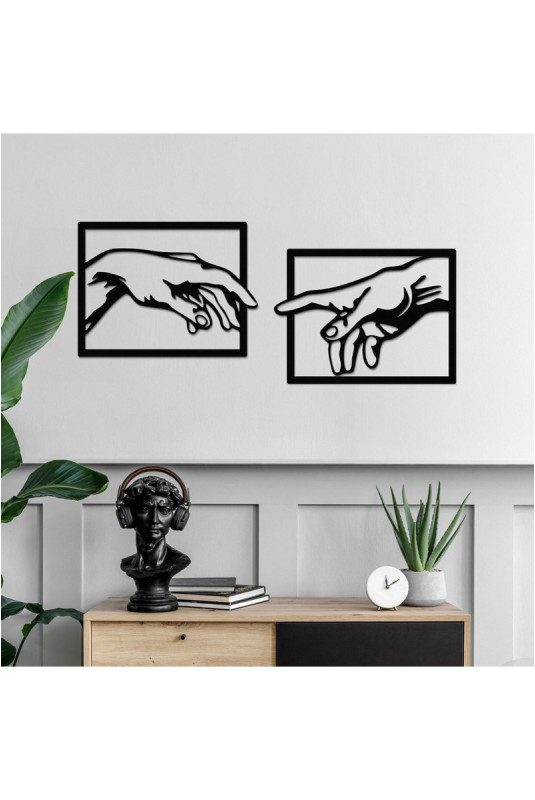 Ensemble d'accessoires muraux décoratifs en métal (2 pièces) - Noir
