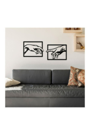 Ensemble d'accessoires muraux décoratifs en métal (2 pièces) - Noir