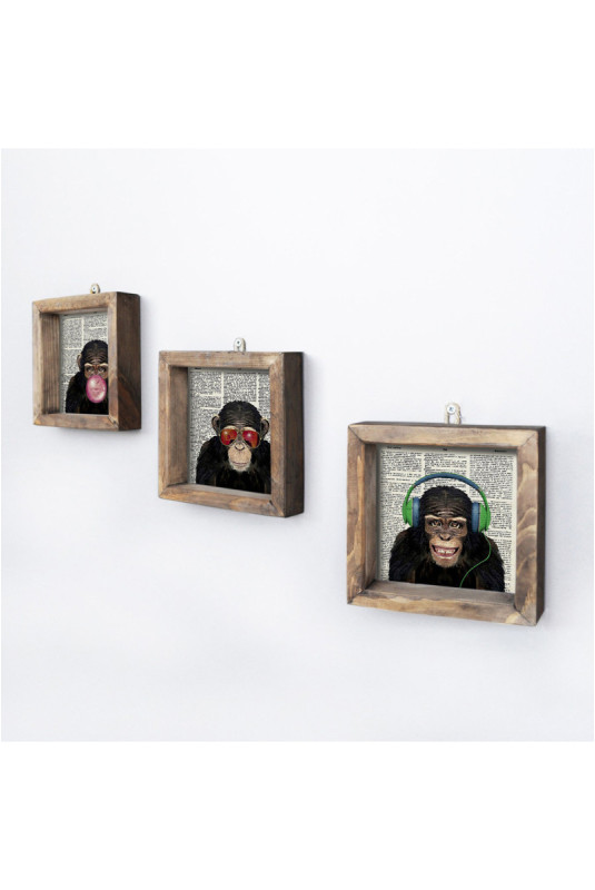 Tableau décoratif encadré en MDF (3 pièces) - Multicolore