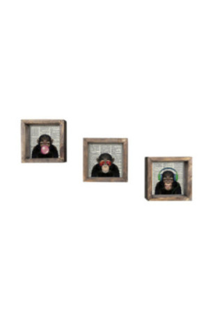 Tableau décoratif encadré en MDF (3 pièces) - Multicolore