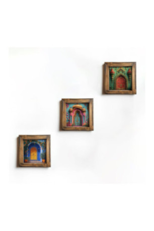 Tableau décoratif encadré en MDF (3 pièces) - Multicolore