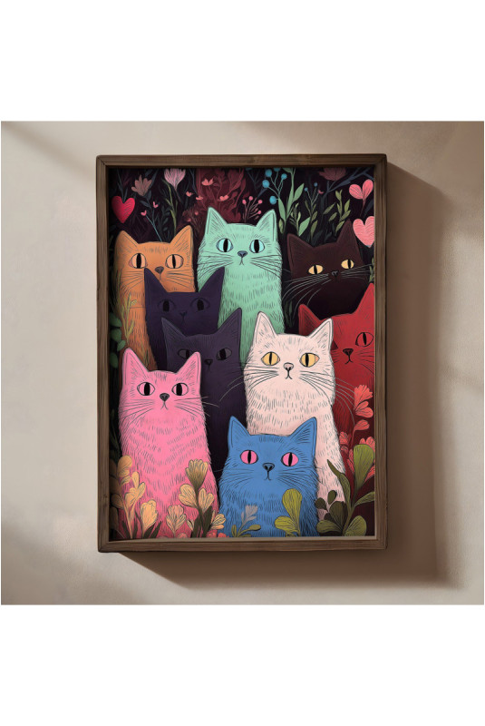 Tableau décoratif encadré en MDF - Multicolore