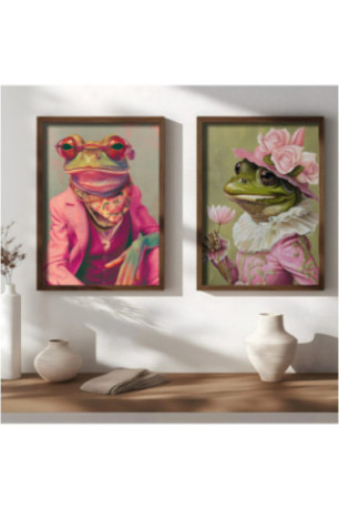 Tableau décoratif encadré en MDF (2 pièces) - Multicolore