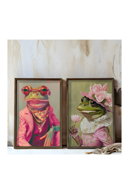 Tableau décoratif encadré en MDF (2 pièces) - Multicolore