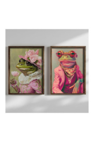 Tableau décoratif encadré en MDF (2 pièces) - Multicolore