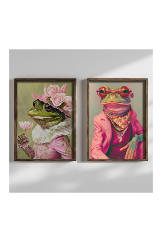 Tableau décoratif encadré en MDF (2 pièces) - Multicolore