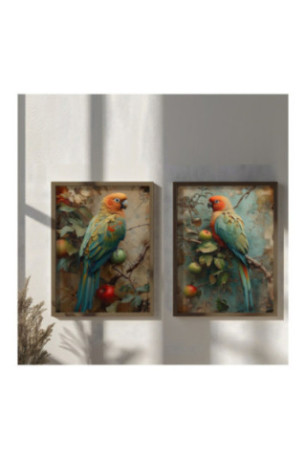 Tableau décoratif encadré en MDF (2 pièces) - Multicolore