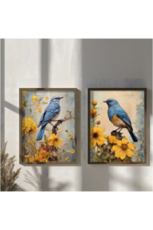 Tableau décoratif encadré en MDF (2 pièces) - Multicolore