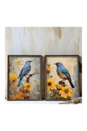 Tableau décoratif encadré en MDF (2 pièces) - Multicolore