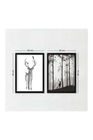 Tableau décoratif encadré (2 pièces) - Blanc Noir