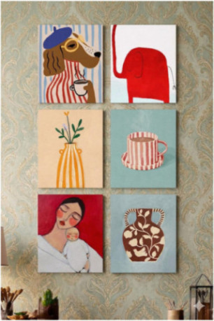Peinture décorative sur toile (6 pièces) - Multicolore