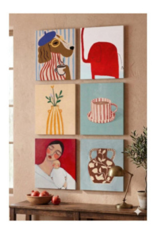Peinture décorative sur toile (6 pièces) - Multicolore