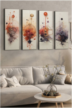 Peinture décorative sur toile (4 pièces) - Multicolore