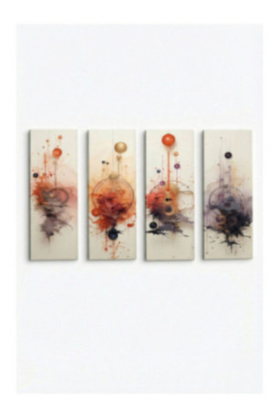 Peinture décorative sur toile (4 pièces) - Multicolore