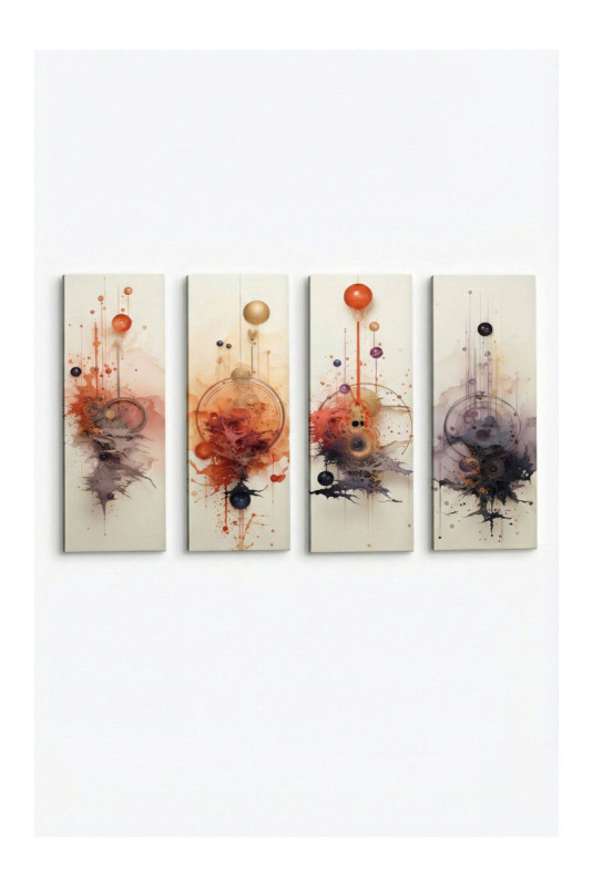 Peinture décorative sur toile (4 pièces) - Multicolore