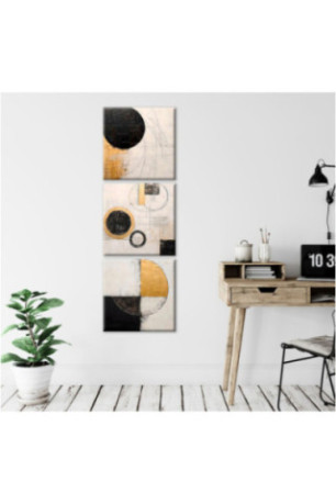 Tableau décoratif sur toile (3 pièces) - Or Noir