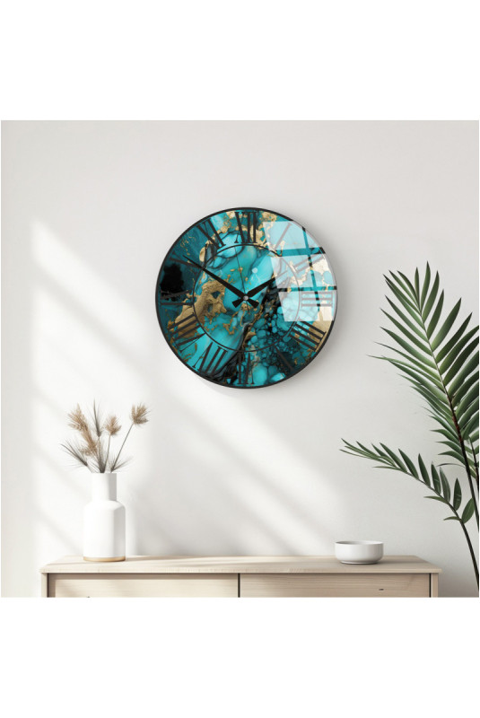 Horloge murale décorative en verre - Multicolore