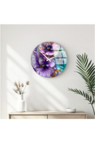 Horloge murale décorative en verre - Multicolore
