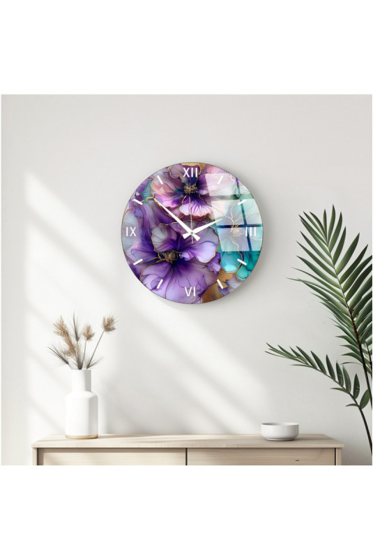 Horloge murale décorative en verre - Multicolore