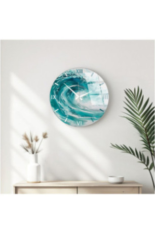 Horloge murale décorative en verre - Multicolore