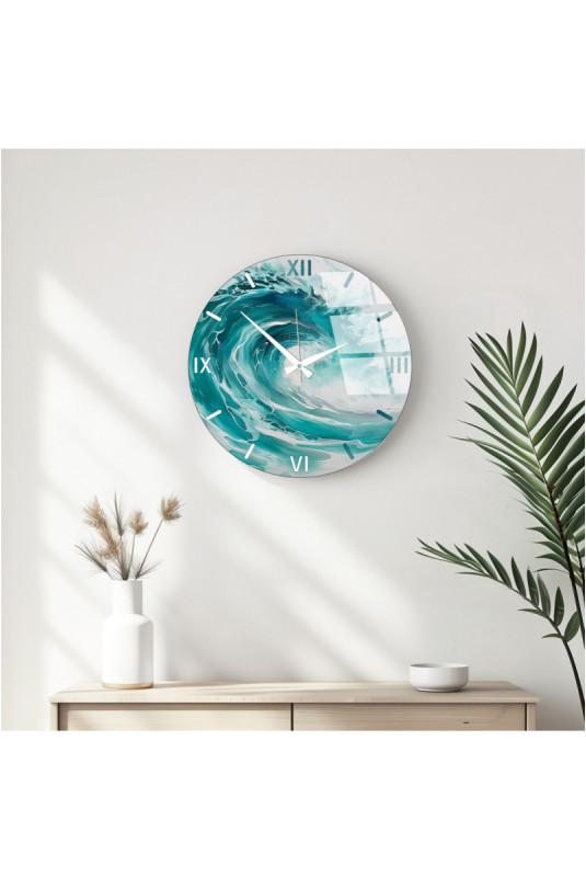 Horloge murale décorative en verre - Multicolore