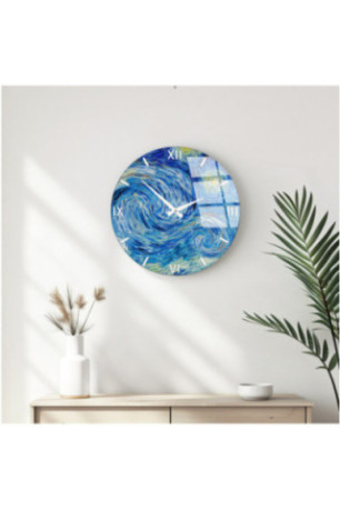 Horloge murale décorative en verre - Multicolore
