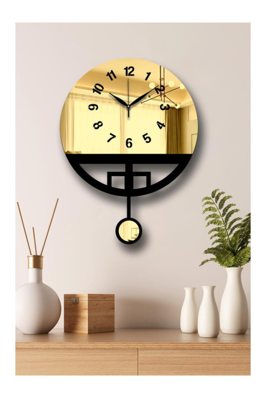 Horloge murale décorative - Or Noir