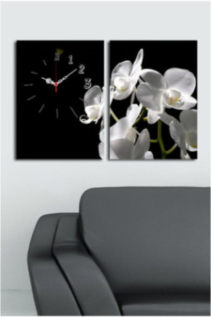 Horloge murale décorative en toile (2 pièces) - Multicolore