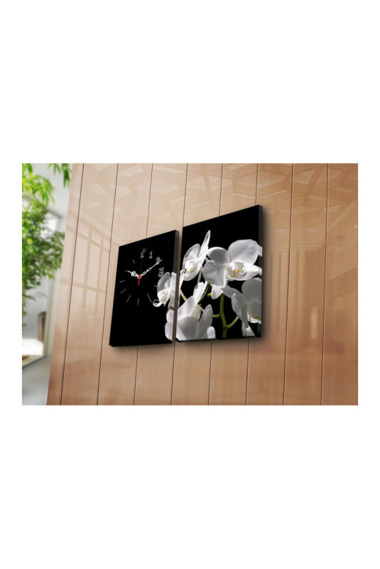 Horloge murale décorative en toile (2 pièces) - Multicolore
