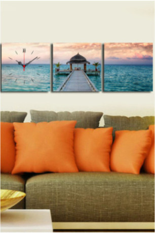 Horloge murale décorative en toile (3 pièces) - Multicolore