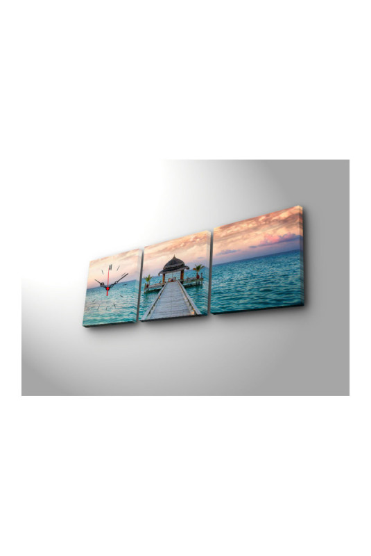 Horloge murale décorative en toile (3 pièces) - Multicolore