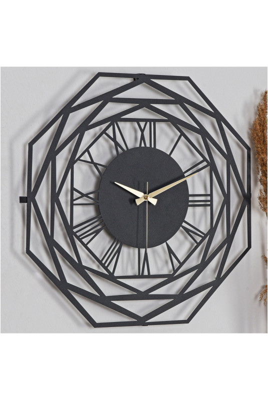 Horloge murale décorative en métal - Noir