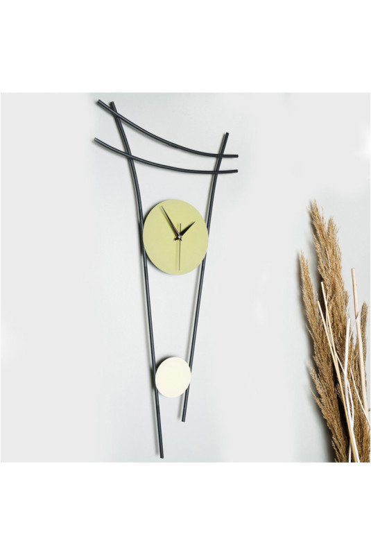 Horloge murale décorative en métal - Crème verte