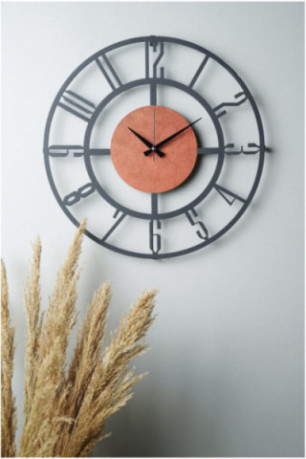 Horloge murale décorative en métal - Orange noir