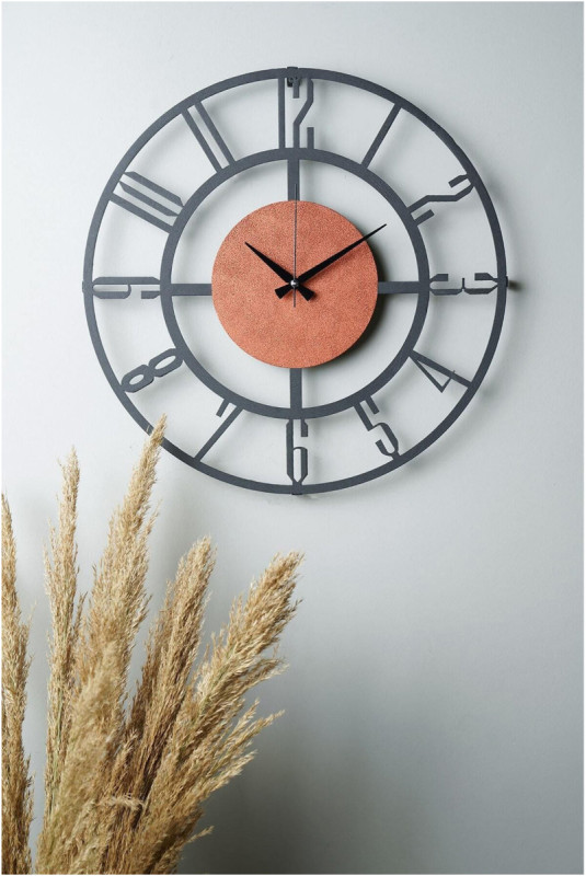 Horloge murale décorative en métal - Orange noir