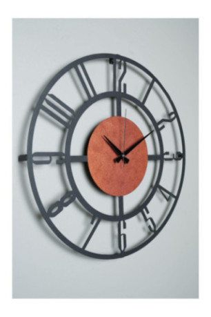 Horloge murale décorative en métal - Orange noir