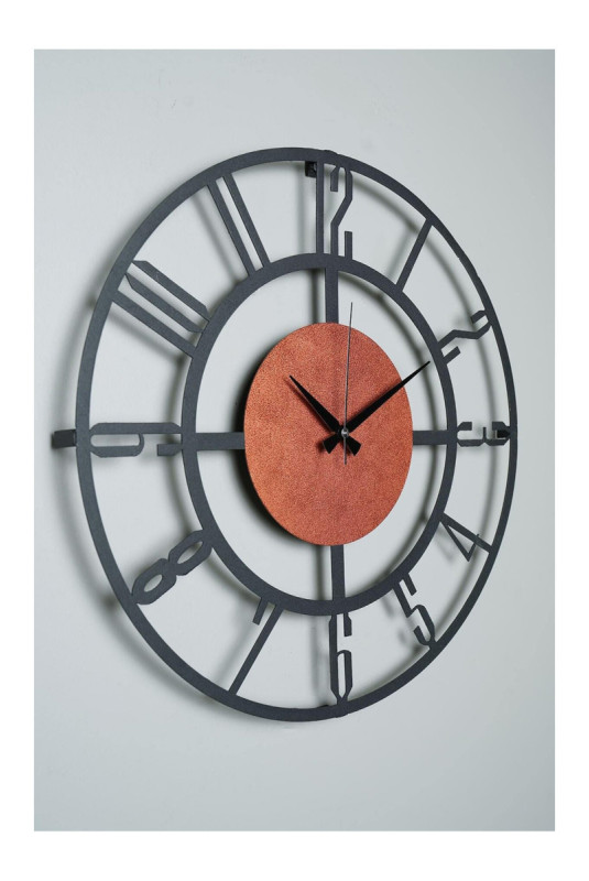 Horloge murale décorative en métal - Orange noir