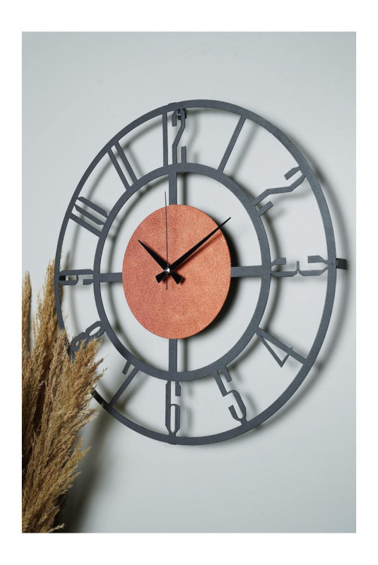 Horloge murale décorative en métal - Orange noir