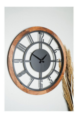 Horloge murale décorative en métal - Noyer Noir
