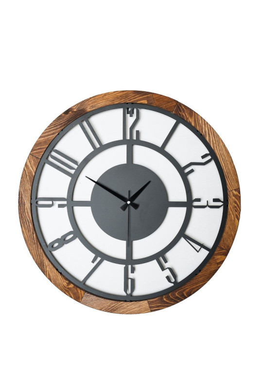 Horloge murale décorative en métal - Noyer Noir
