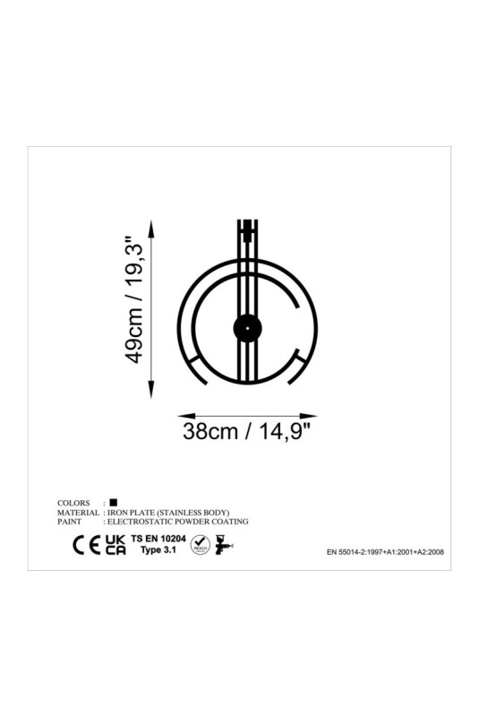 Horloge murale décorative en métal - Noir