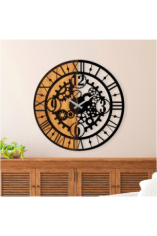 Horloge murale décorative en bois - Noyer Noir