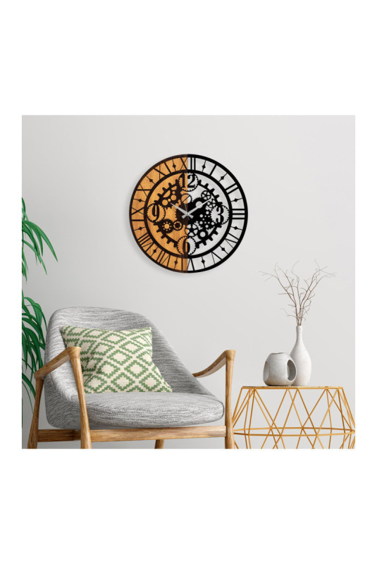 Horloge murale décorative en bois - Noyer Noir