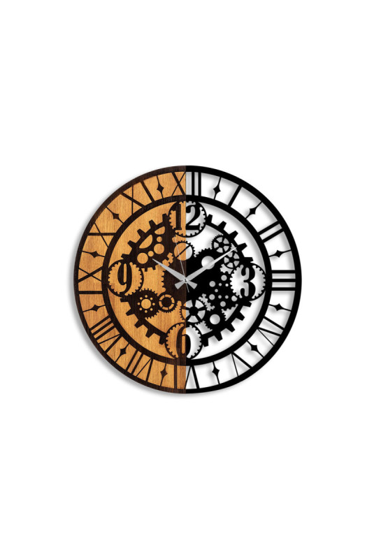 Horloge murale décorative en bois - Noyer Noir